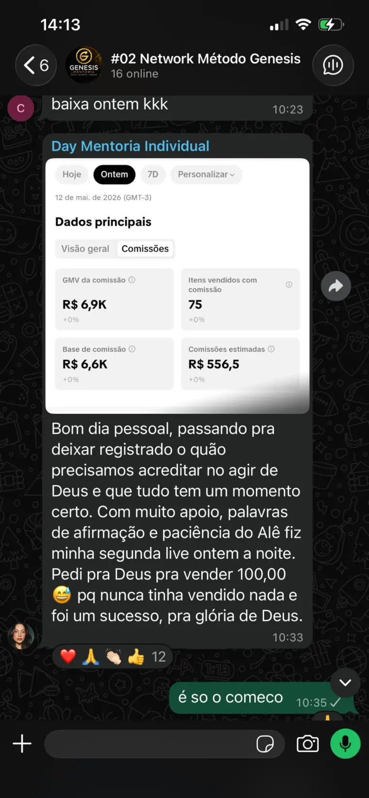Resultado de Day em sua segunda live